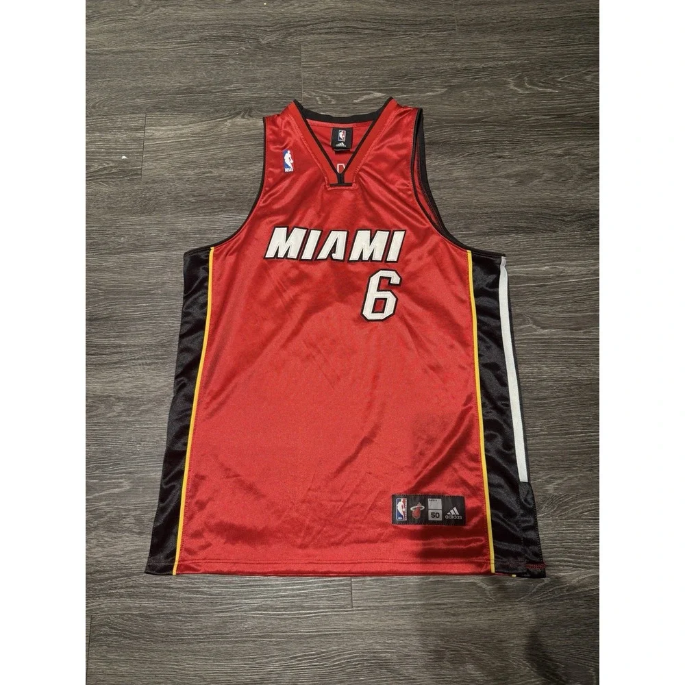 Adidas Miami Heat Lebron James Mens Basketball Jersey Large 50 sewn RARE